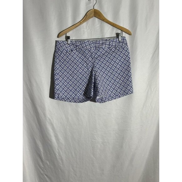 The Limited Shorts Womens 8 Blue Geometric Chino Stretch Pockets Casual Beach - Picture 1 of 9
